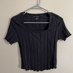 American Eagle Square Neck Crop Top with lettuce hem